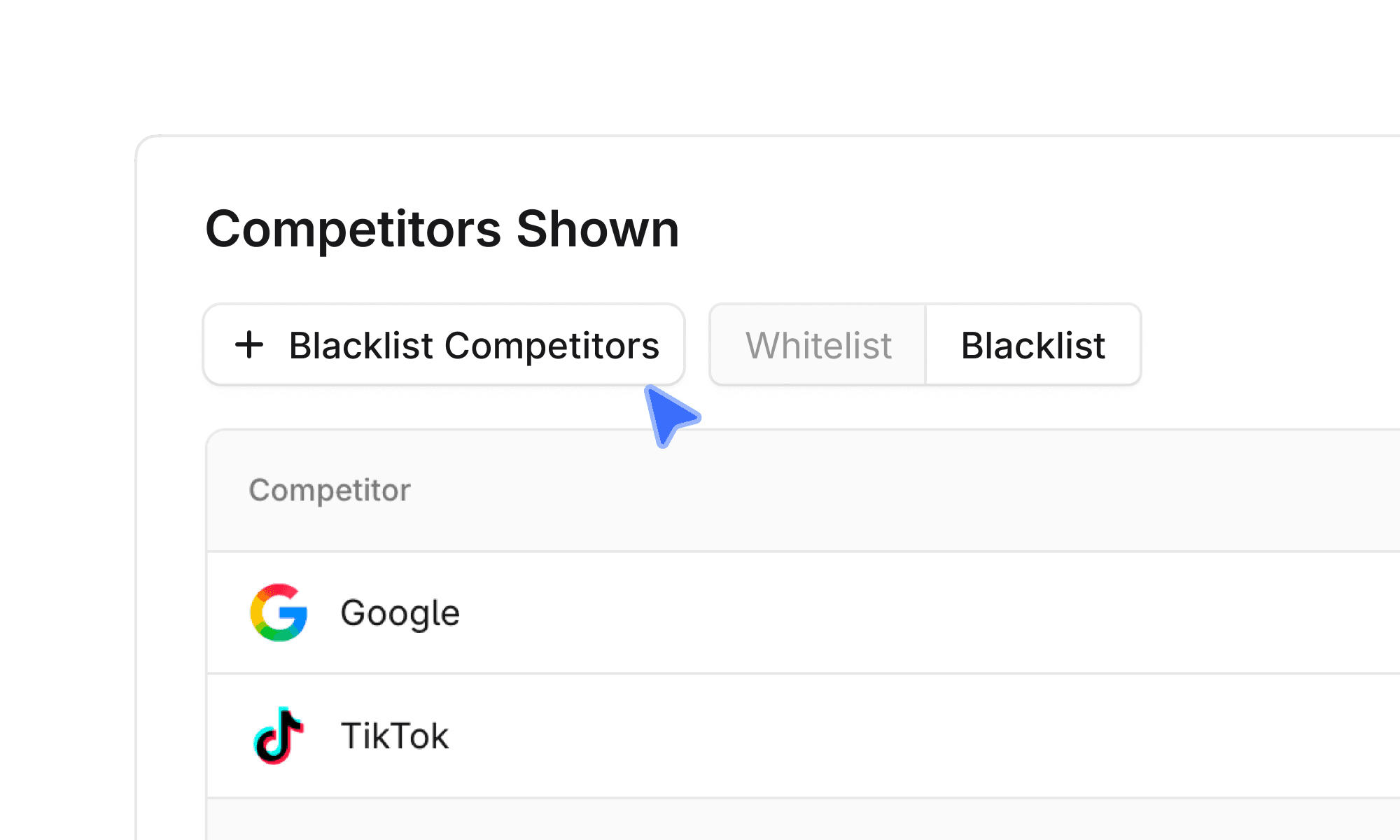 Configure Competitors