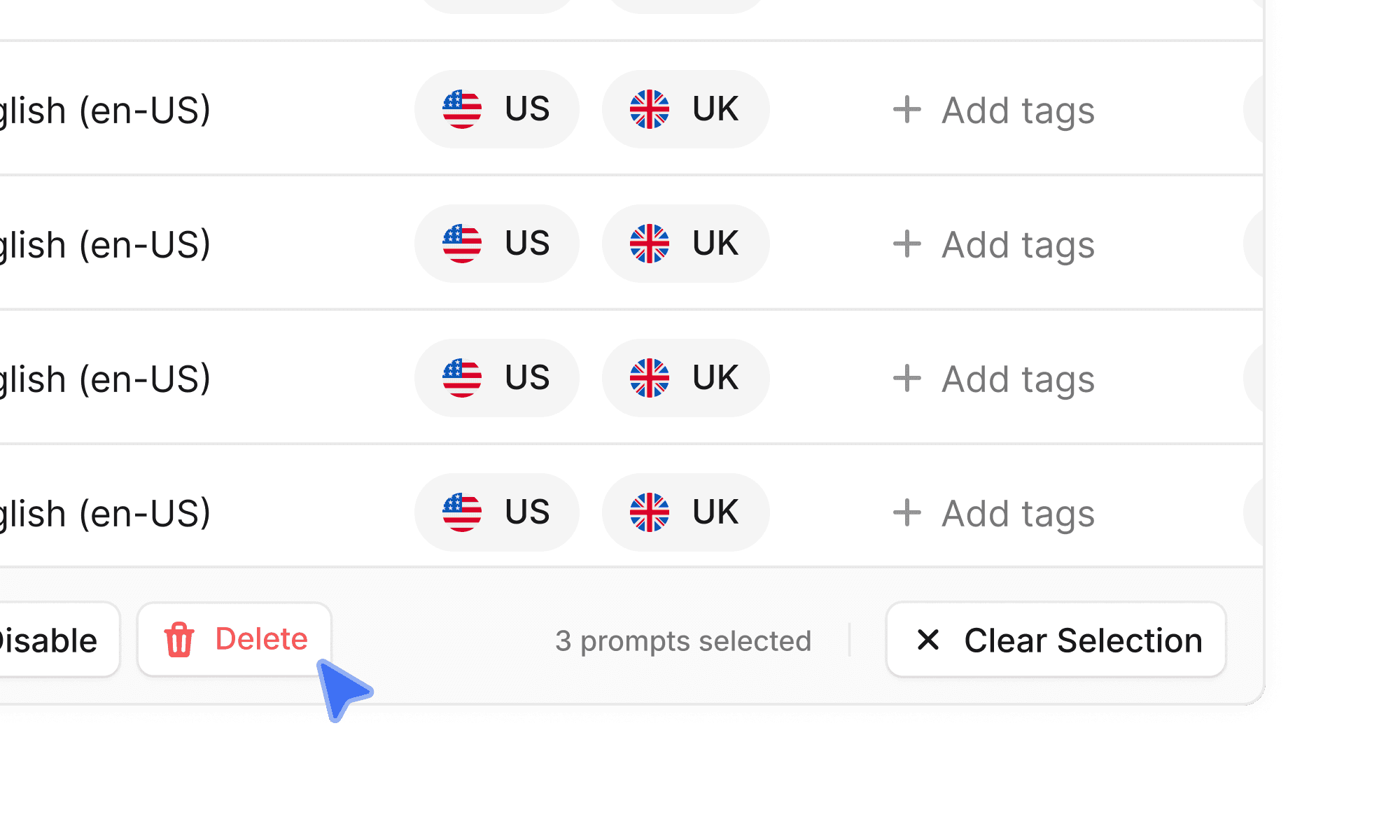 Delete Prompts Using Prompt Designer