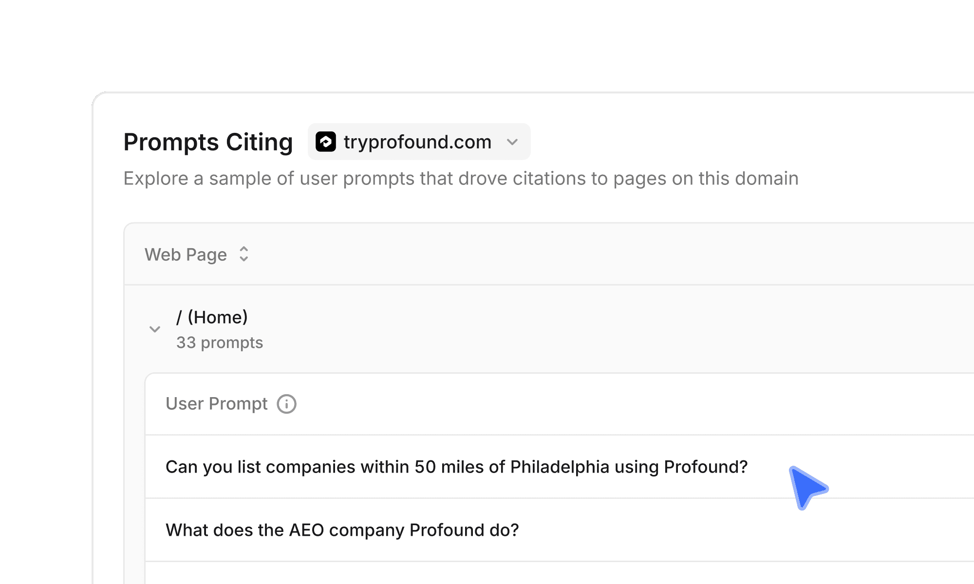View Prompts Citing for Your Domain and Competitors